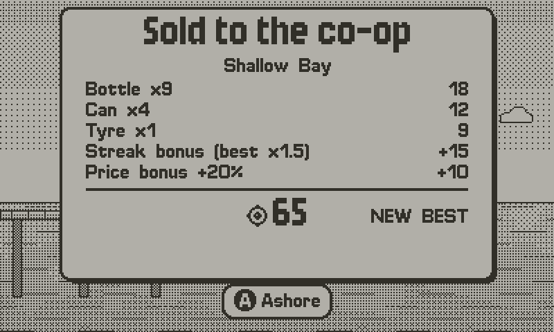 Receipt screen after selling a haul